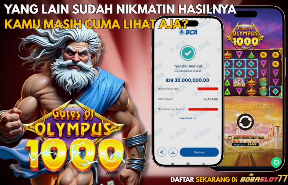 Selamat kepada user id : rok***45 Wede Rp 30.000.000 di Game GATES OF OLYMPUS 1000 PRAGMATIC PLAY Cair Gk Sampe 1 Menit! Menang Mudah di Bobaslot77